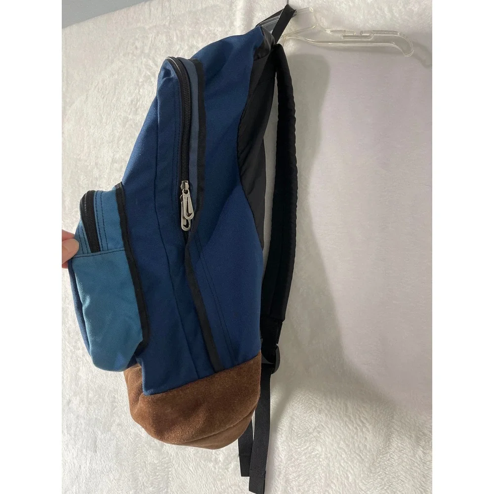 Nike Vintage Backpack Navy Blue Suede Bottom Embroidered Swoosh Y2K School Bag